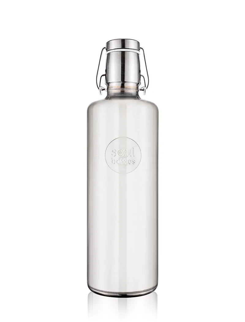 Trinkflasche aus Edelstahl im used look unfinished Frontansicht