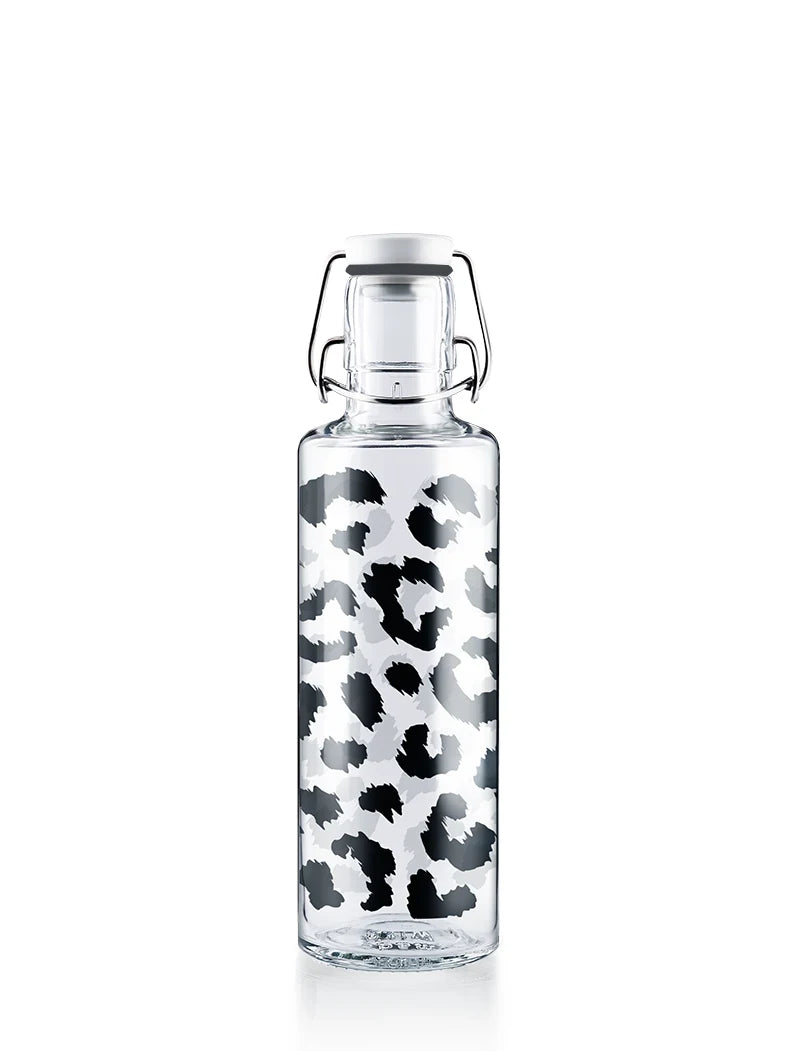 Trinkflasche aus Glas mit Leopardenmotiv "leo"