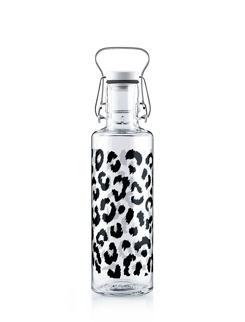 Trinkflasche aus Glas mit Leopardenmotiv "leo"