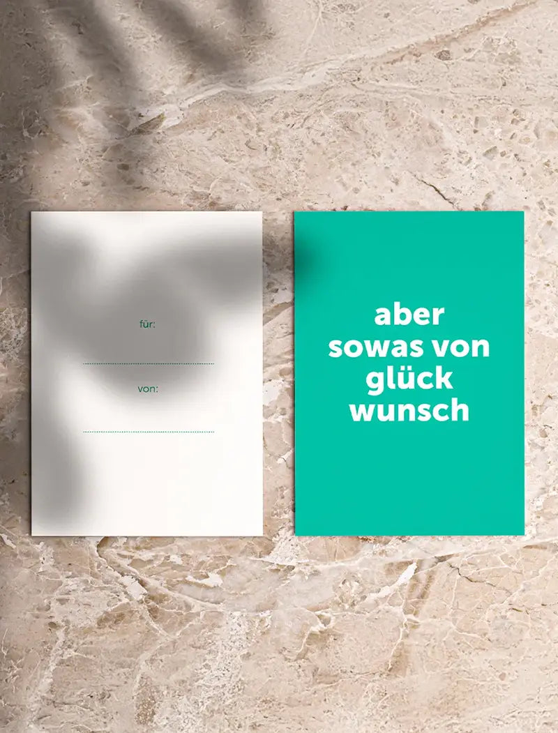 Geschenkgutschein Karte mit "aber sowas von glückwunsch" Spruch