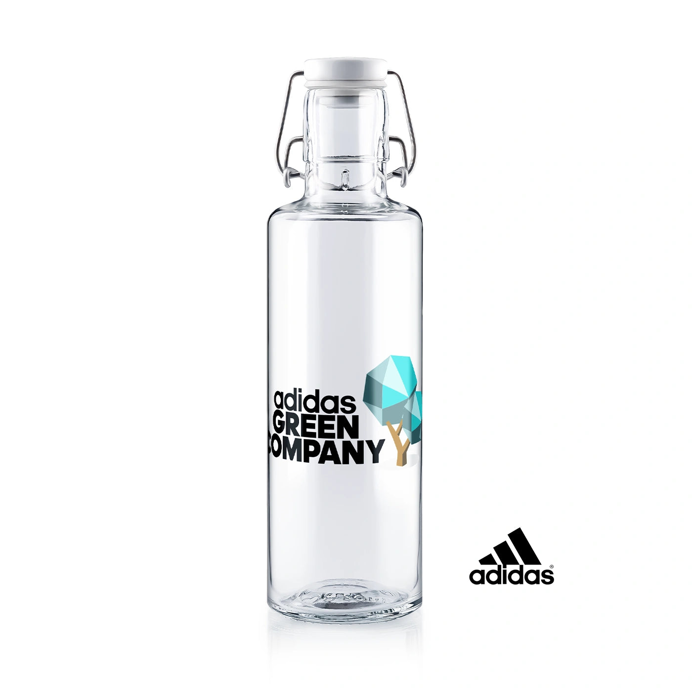 Trinkflasche aus Glas mit adidas design