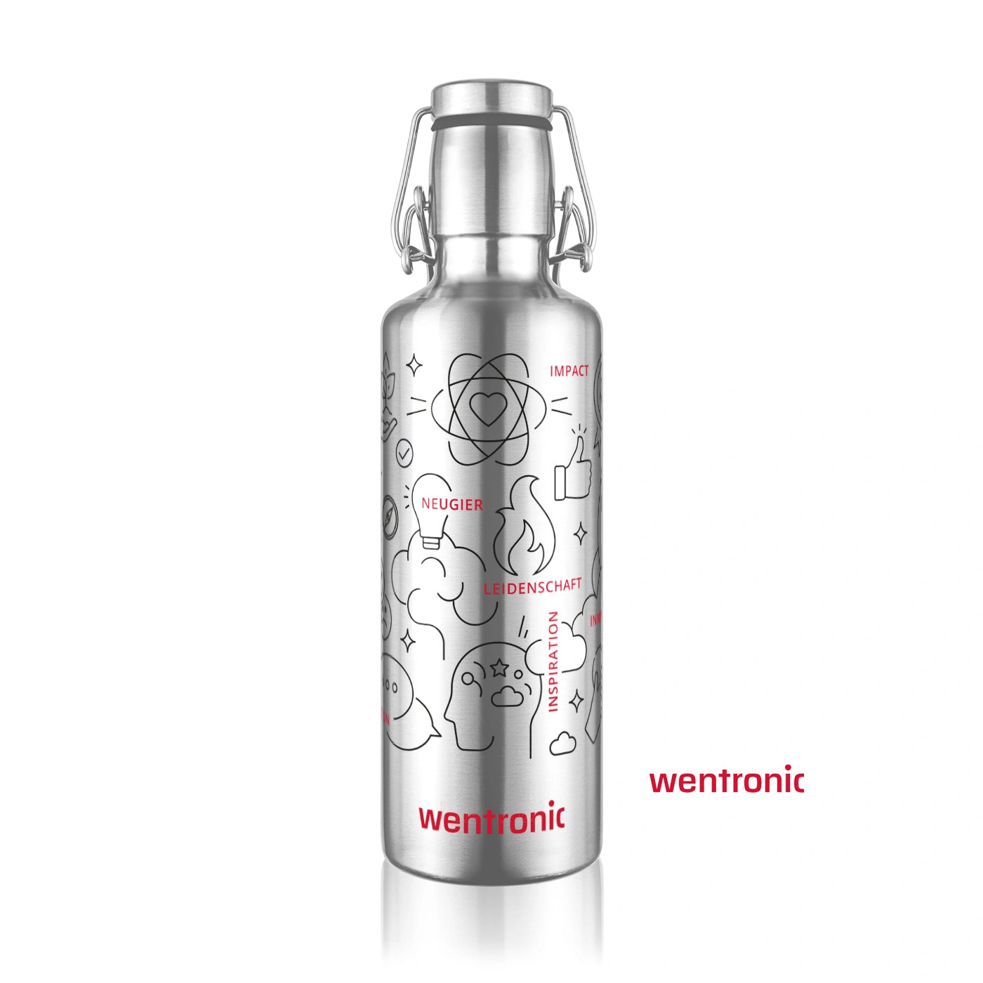 Trinkflasche aus Edelstahl mit custom Design von wentronic