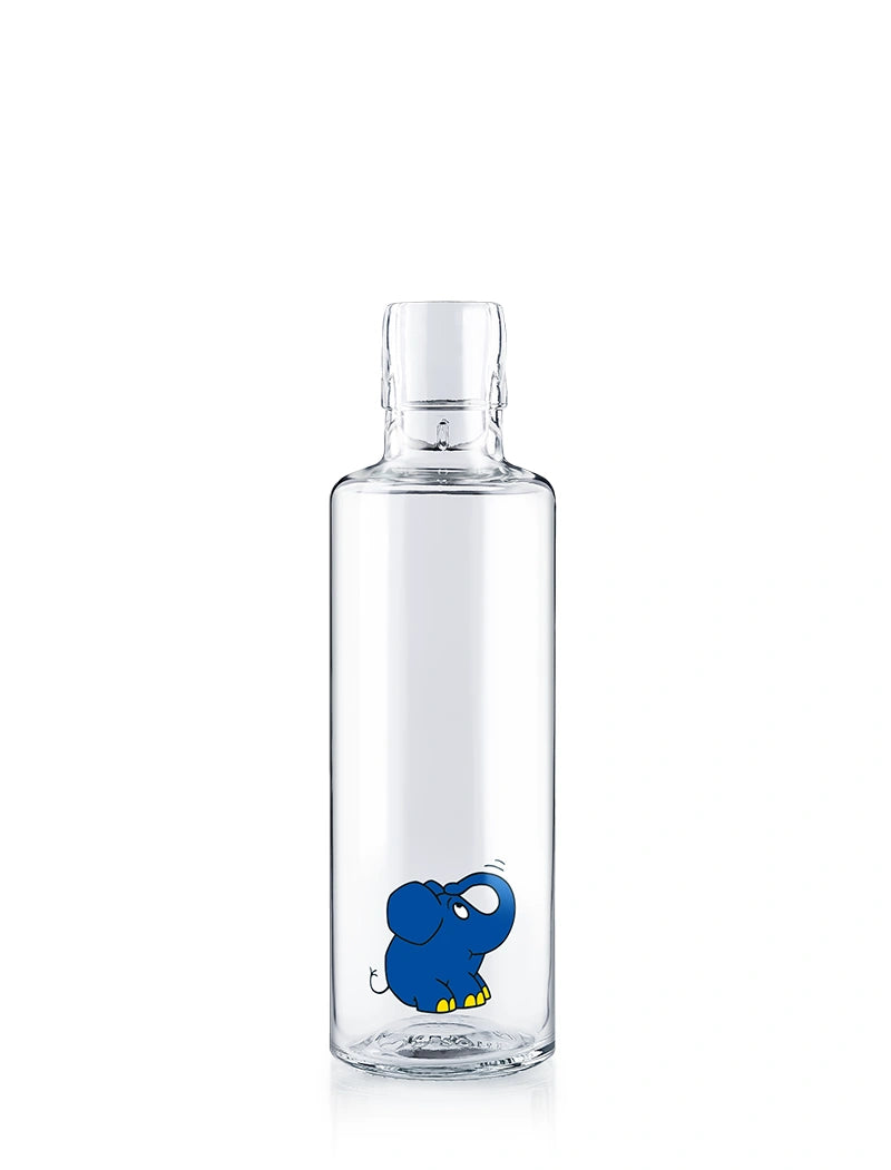 Trinkflasche aus Glas mit Elefant Motiv von der Sendung mit der Maus