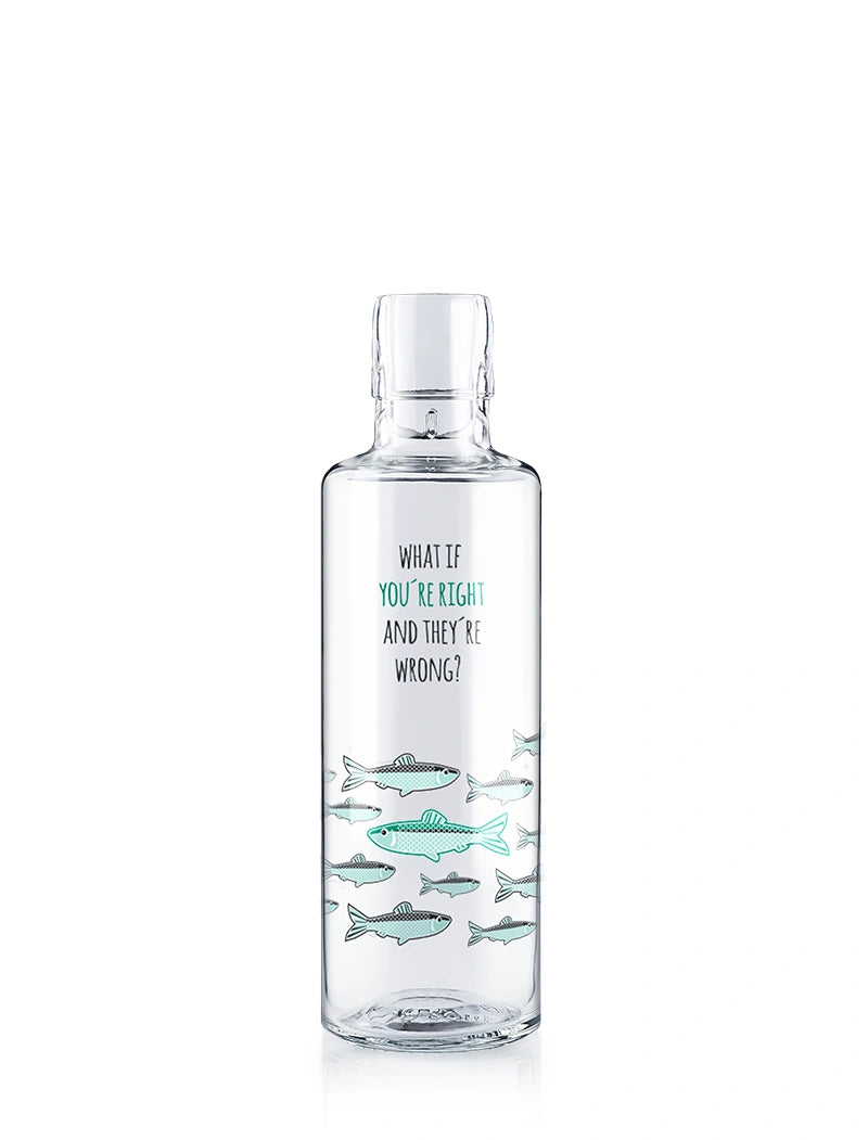 Trinkflasche aus Glas mit Motiv Fisch - youre right