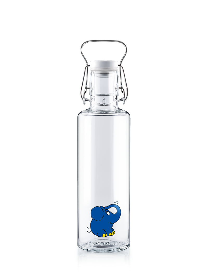 Trinkflasche auf weißem Grund mit der Elefant Motiv