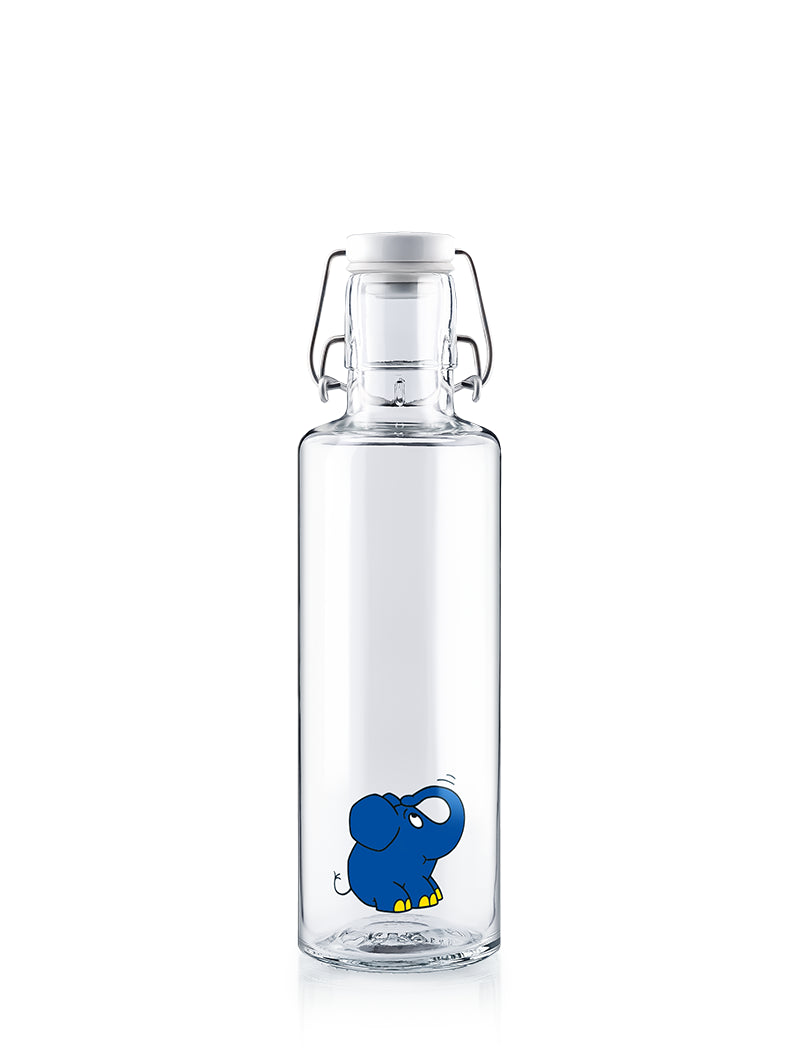 Trinkflasche auf weißem Grund mit der Elefant Motiv