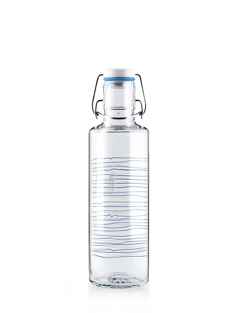 Trinkflasche aus Glas mit Meeresmotiv Seemann