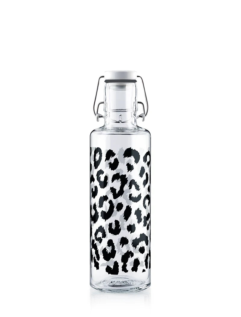 Trinkflasche aus Glas mit Leopardenmotiv "leo"