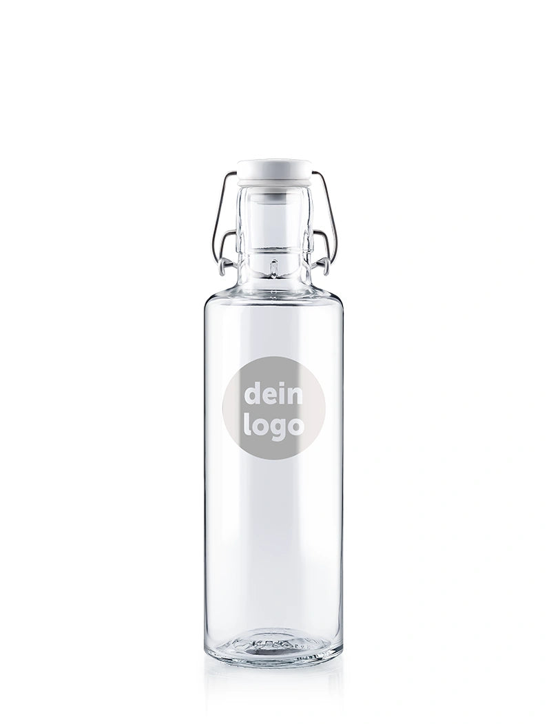 Trinkflasche aus Glas mit Laser Logogravur