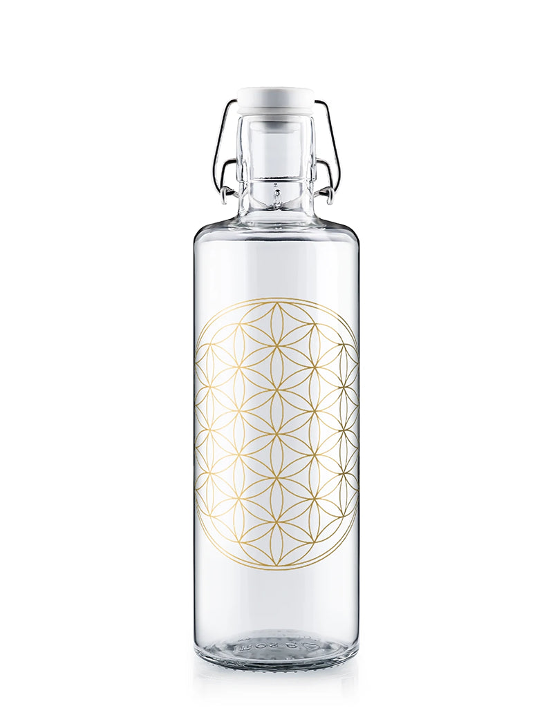 Freisteller Glastrinkflasche soulbottle mit Motiv Flower of Life