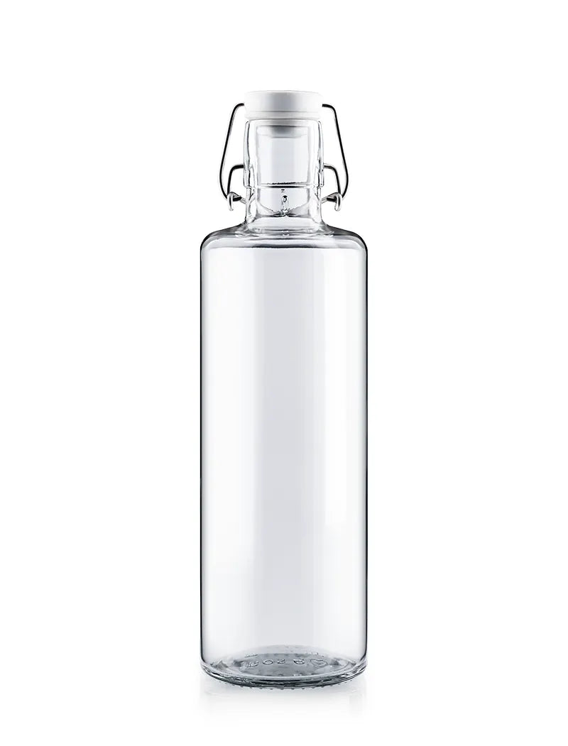 Trinkflasche / Wasserflasche aus Glas 1000ml ohne Druck Frontansicht