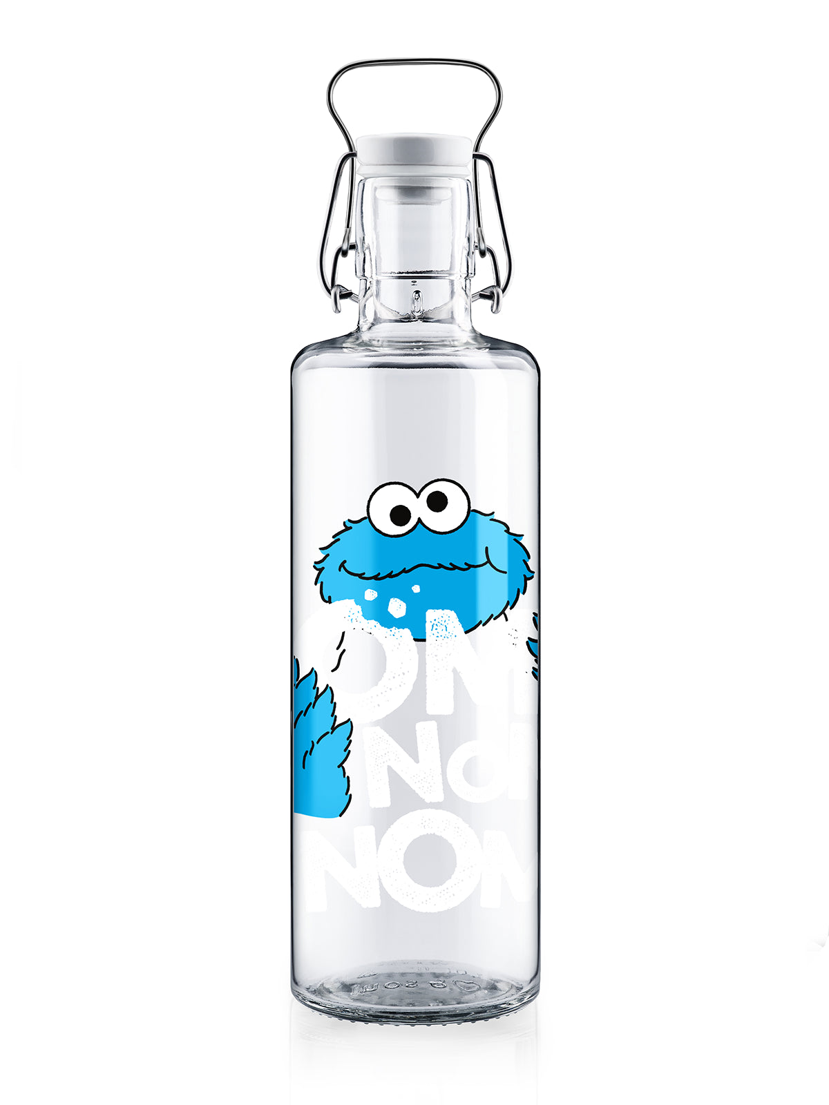 Freisteller Trinkflasche aus Glas mit Sesamstrasse Motiv Kruemelmonster